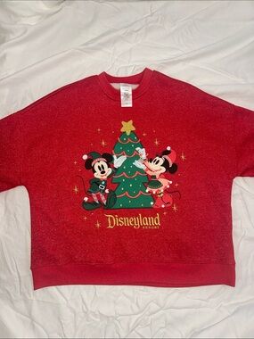 Disney Red Sweatshirt with Gold Sparkle Trim